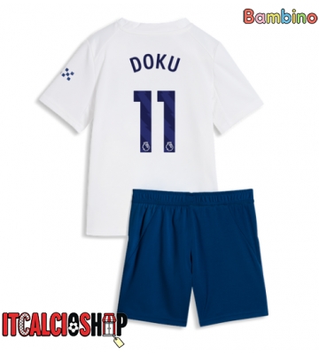 Manchester City Jeremy Doku #11 Terza Maglia Bambino 2026-27 Manica Corta (+ Pantaloni corti)